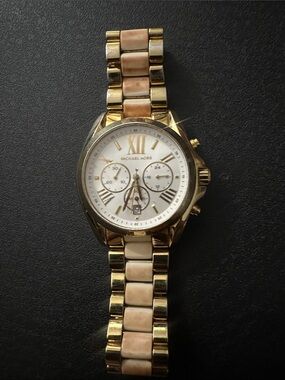 Michael Kors Gold and Blush Link Bracelet Chronograph Watch